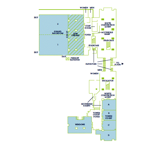 map of tower building second level floor plan